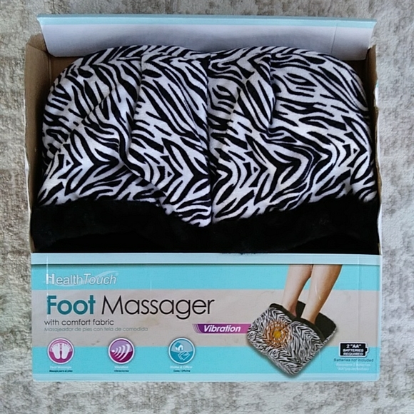 NWOT Health Touch Vibrationg Foot Massager with Comfort Fabric Black White - Picture 2 of 16